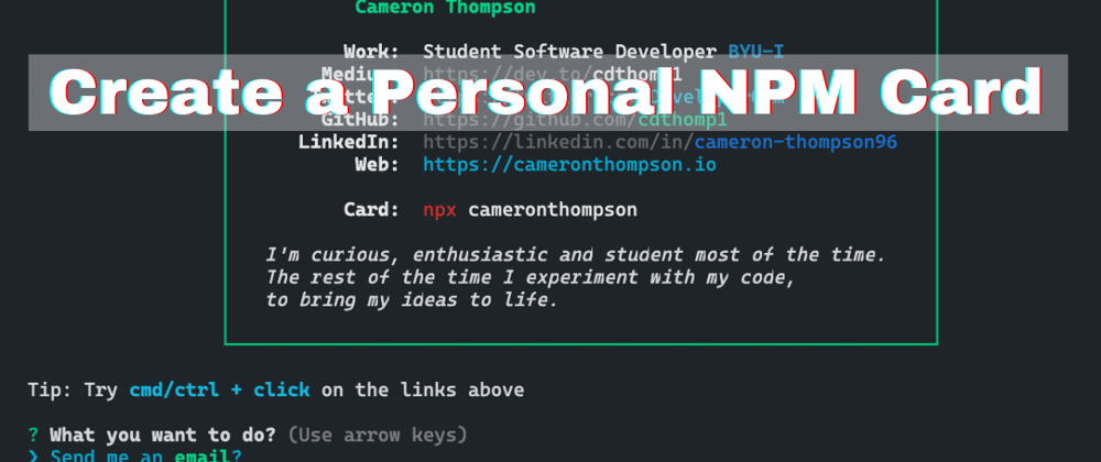 Cover image for Create your own NPM Card! Part 2