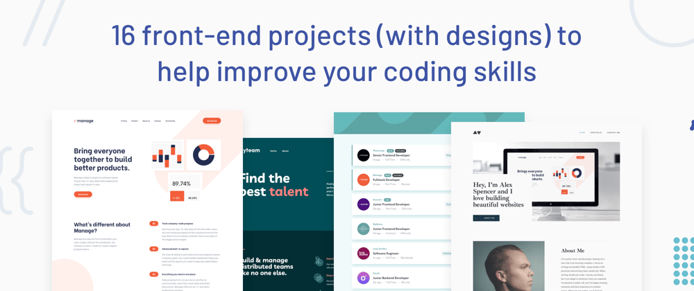 Cover image for 16 front-end projects (with designs) to help improve your coding skills