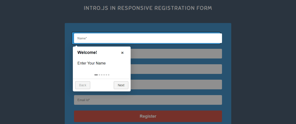 Cover image for Intro.js In Responsive Registration Form
