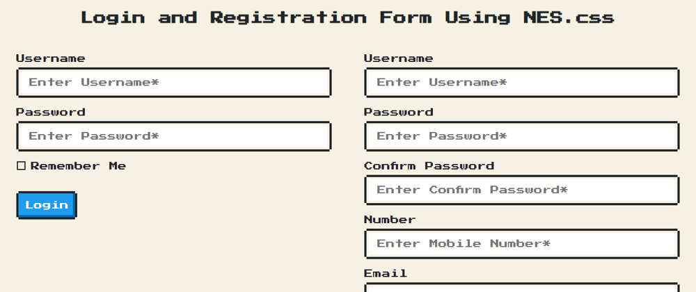 Cover image for Login and Registration Form Using NES.css
