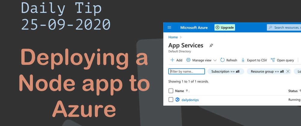 Cover image for Deploying a Node app to Azure
