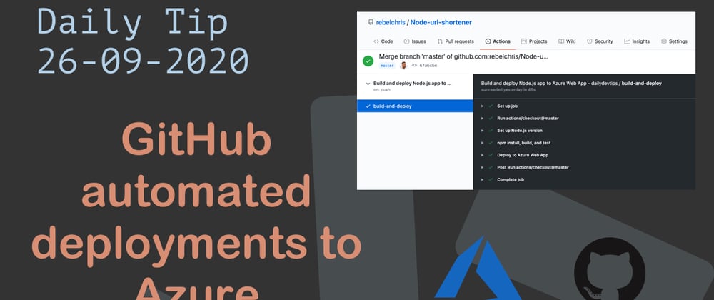 Cover image for GitHub automated deployments to Azure