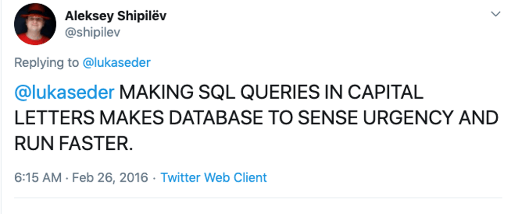 Cover image for CS Trivia#7: Why is SQL shouting at me?