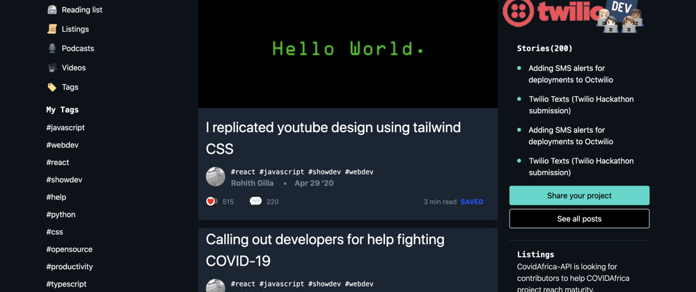Cover image for Dev.to clone with tailwind CSS
