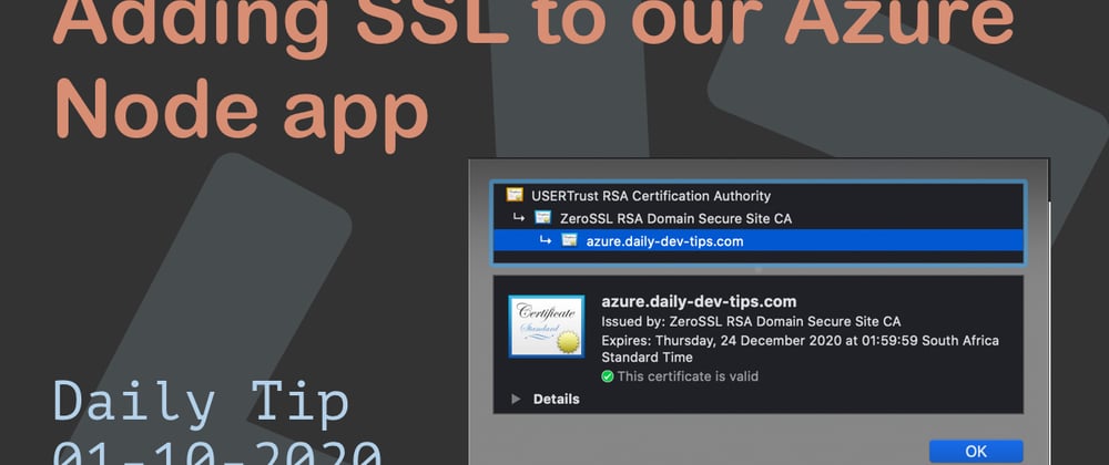 Cover image for Adding SSL to our Azure Node app