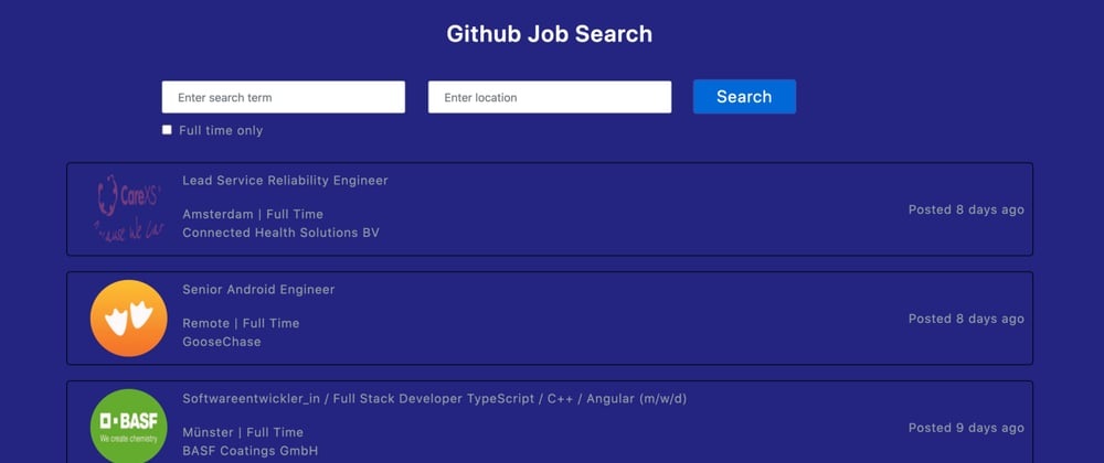 Cover image for Build an amazing Job Search App using React