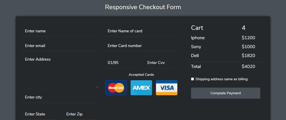 Cover image for Responsive Checkout Form In Bootstrap 4