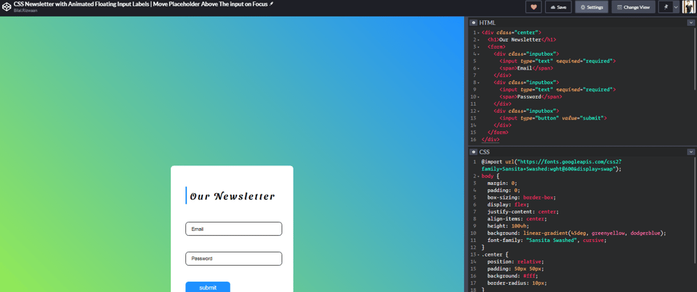 Cover image for CSS Newsletter with Animated Floating