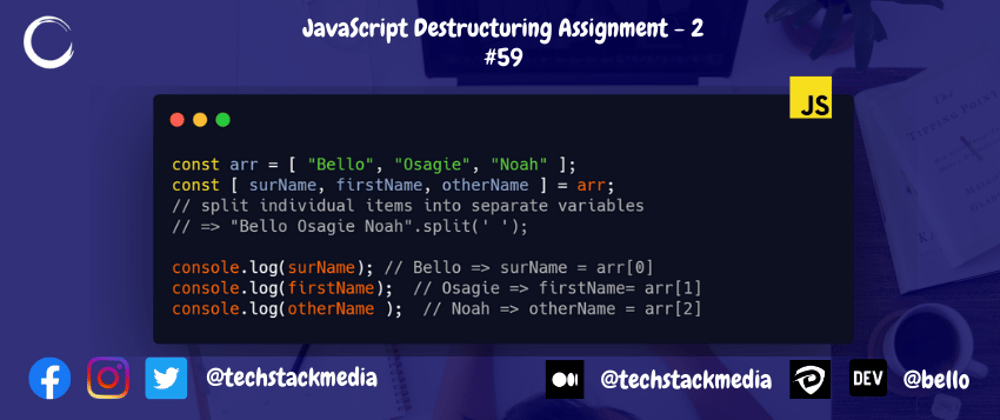 Cover image for JavaScript Destructuring Assignment - 2