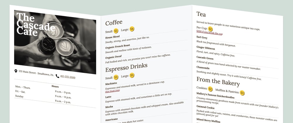 Cover image for CodePen Challenge: Menu Layout