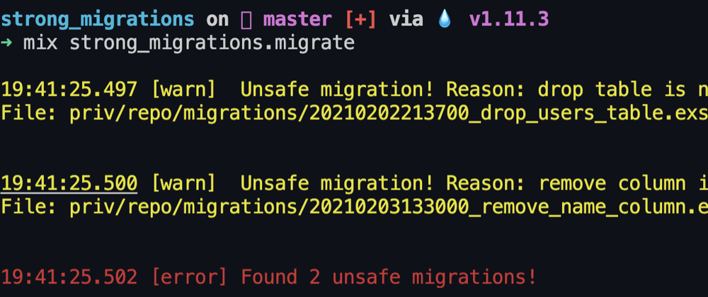 Cover image for :strong_migrations for Elixir - catch unsafe migrations easily