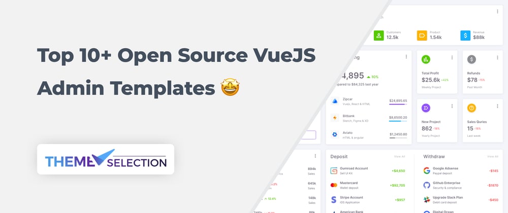 Cover image for Top 10+ Open Source VueJS Admin Templates 2024🤩