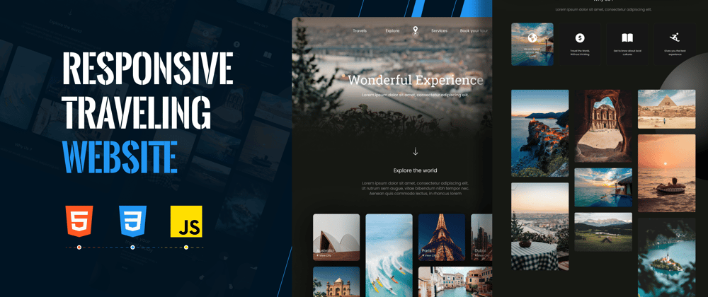 Cover image for Responsive Travel website using HTML, CSS and Javascript