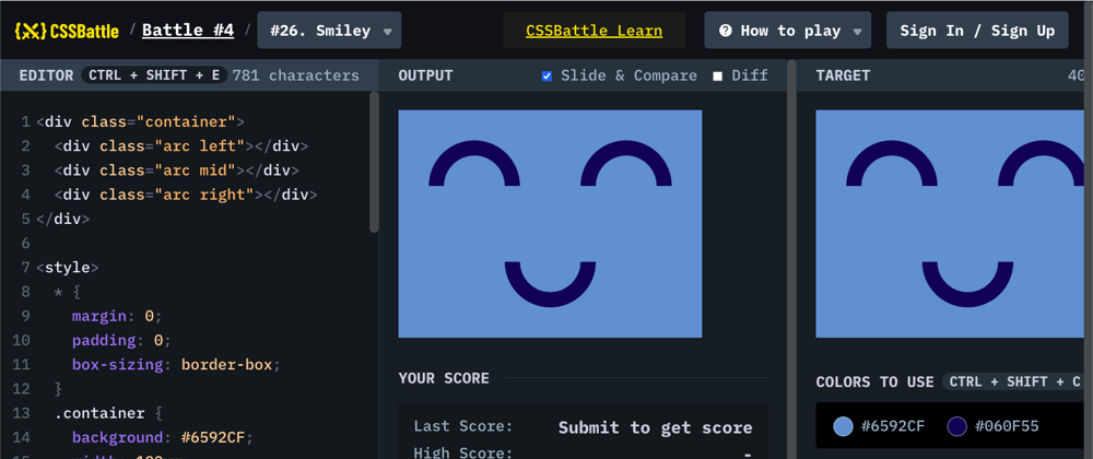 Cover image for CSSBattle | #26 Smiley