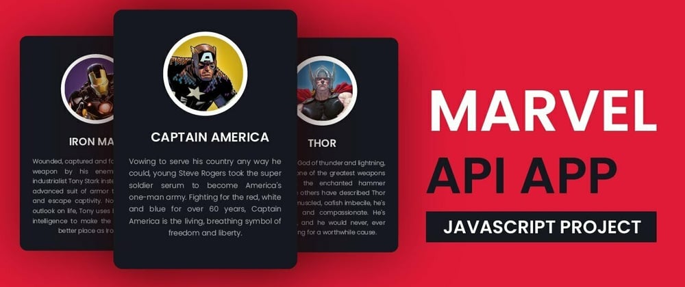 Cover image for Marvel API App | JavaScript Tutorial With Source Code