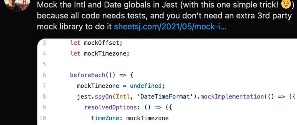 Cover image for Mock Intl and Date globals in Jest (easily!)