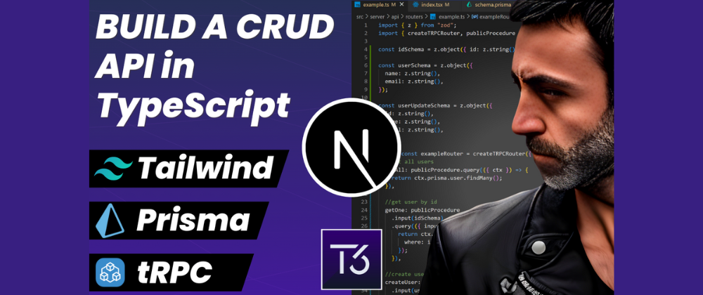 Cover image for Typescript 🟦 CRUD API: Next.js, Tailwind, tRPC, Prisma Postgres, Docker