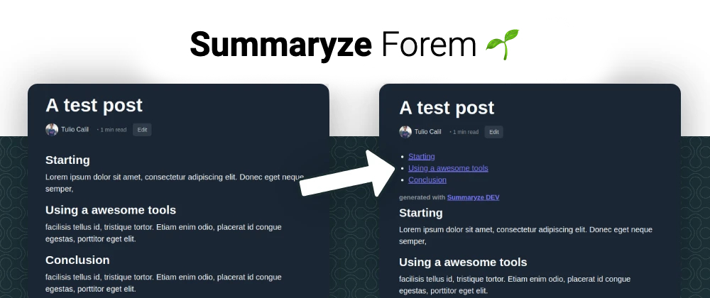 Cover image for Create a summary for your forem(dev.to) posts easy and fast with Summaryze!
