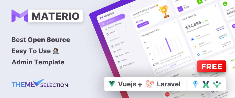 Cover image for Materio Open Source VueJS Laravel Admin Template Is Here..!!🎁
