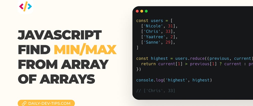 Cover image for JavaScript find min/max from array of arrays