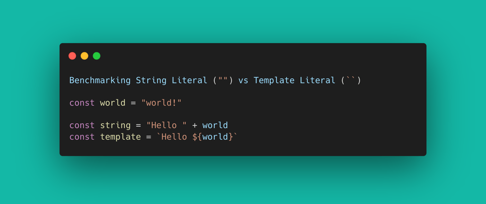 Cover image for Benchmarking String Literal ("") vs Template Literal (``) - using Performance.now()