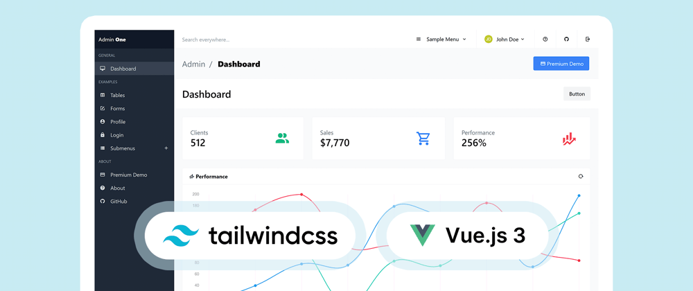 Cover image for Free Vue.js 3 Tailwind CSS admin dashboard