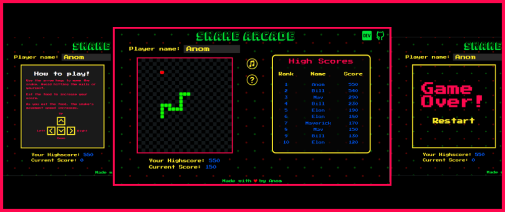 Cover image for Retro themed snake game with live highscore board!