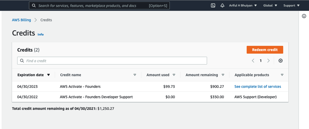 Cover image for How to receive $1000 AWS Active Credit for your side project or startup