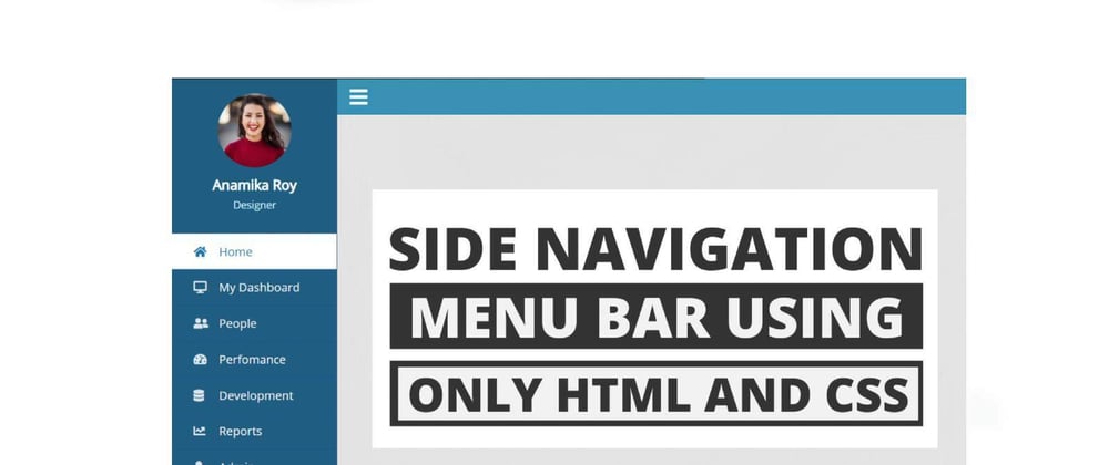Cover image for Sidebar Menu Using HTML and CSS