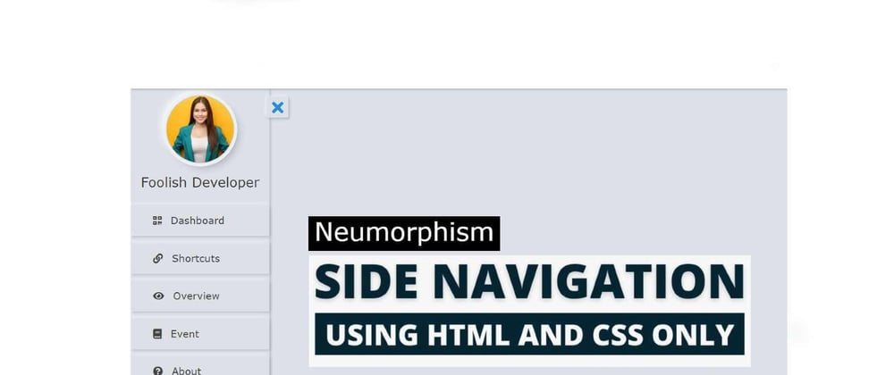 Cover image for Neumorphism Sidebar Menu Using HTML and CSS