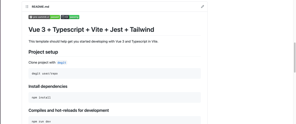 Cover image for Vite vue ts tailwind template: Create repo from vue-ts template