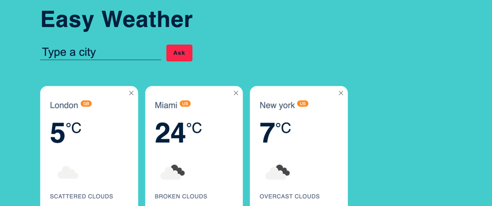 Cover image for Easy Weather check on JavaScript and Rails as Backend. 