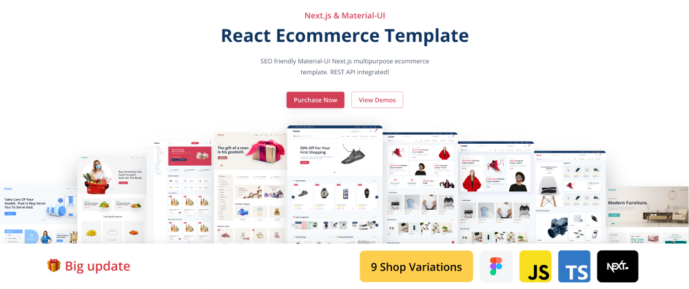 Cover image for Best React Next.js eCommerce Template! 🛒 - 55+ Server-Side Rendered Demos & Pages🤯😍