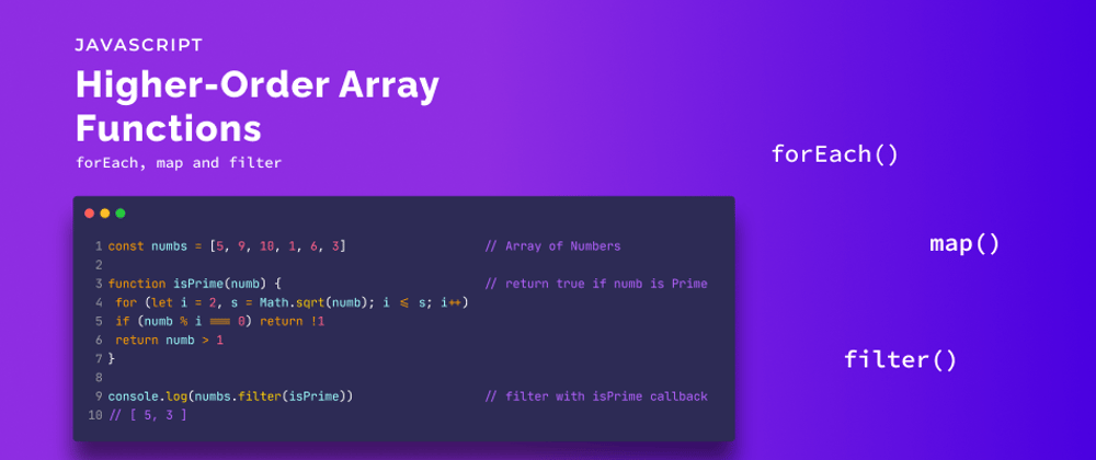 Cover image for Higher-Order Array Functions forEach, map and filter