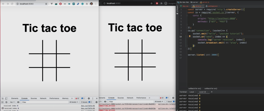 Cover image for  Build Multiplayer Realtime Tic Tac Toe Game with Socket.io and Vue