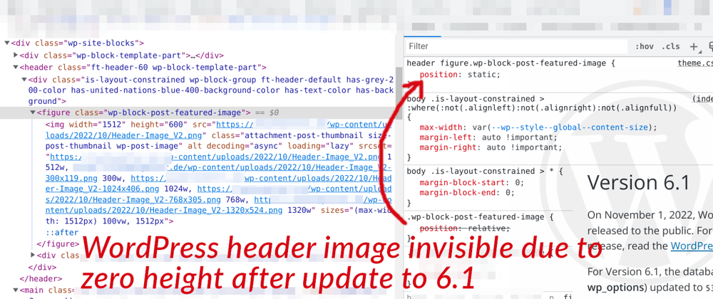 Cover image for WordPress Header Image Invisible due to Zero Height after Update to 6.1