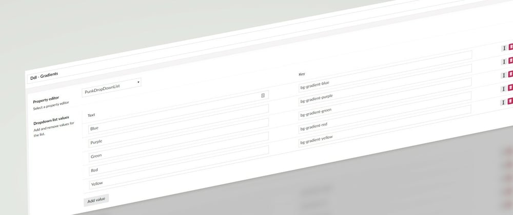 screenshot of Umbraco 10 - DropDownList with text and values