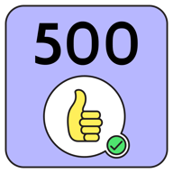 500 Thumbs Up Milestone badge