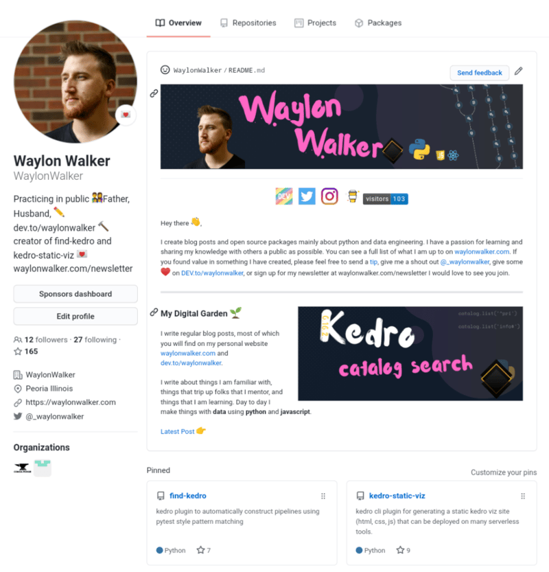 waylonwalker GitHub profile