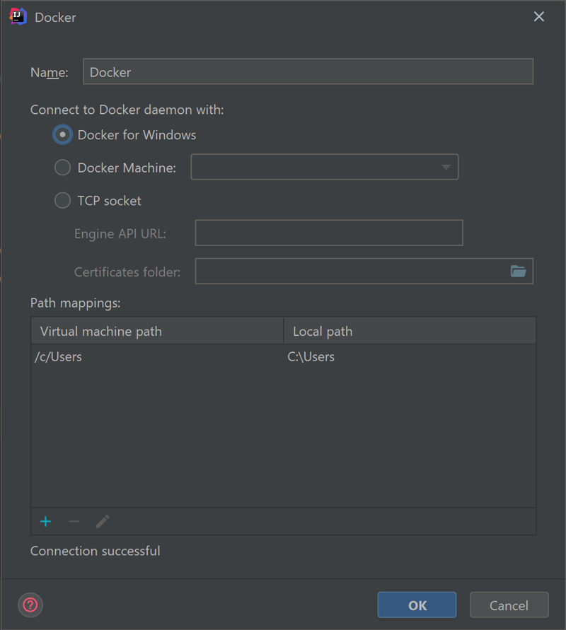 JetBrains IDE - connecting to Docker daemon using "Docker for Windows" option