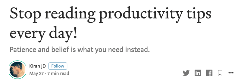 Article: Stop reading productivity tips every day 