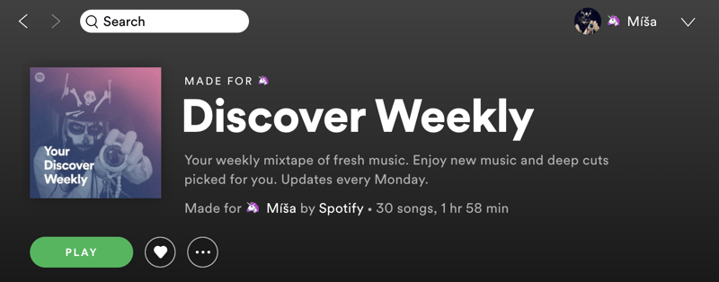 Spotify Discover weekly with correct nickname