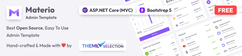 Materio free asp net core mvc admin template