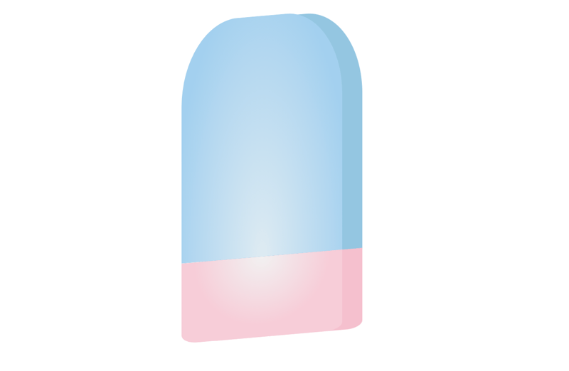 A blue and pink popsicle which is missing the stick
