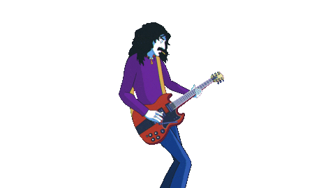 cartoon of Frank Zappa rocking out on guitar