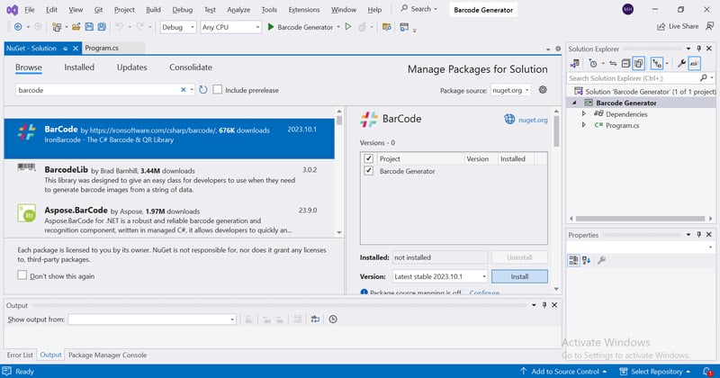 NuGet Package Manager For Solution