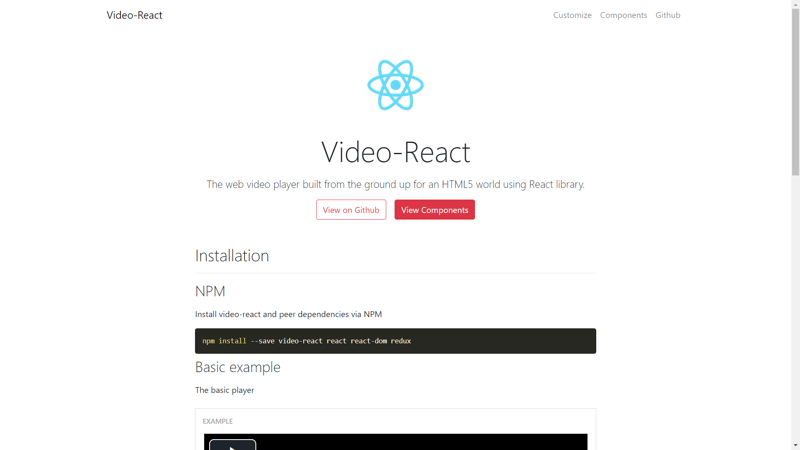 video react home page