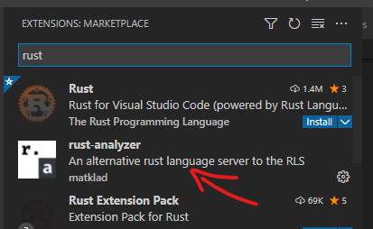 Rust Analyzer extension