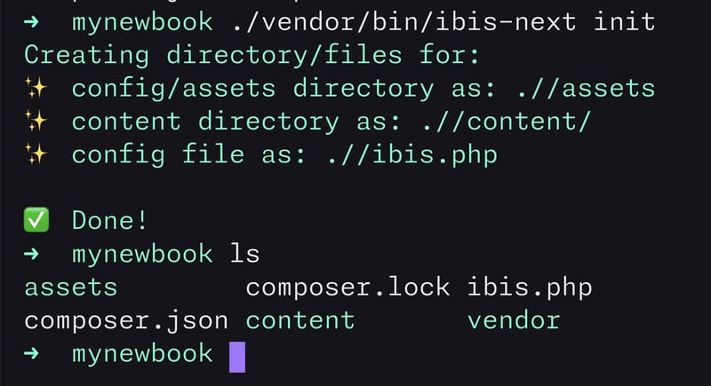 执行Ibis Next init命令创建初始资源、内容和配置