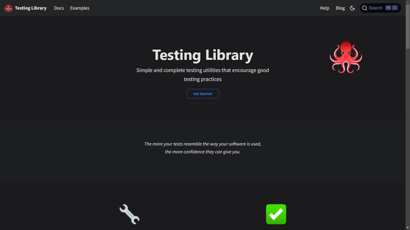 react testing library home page